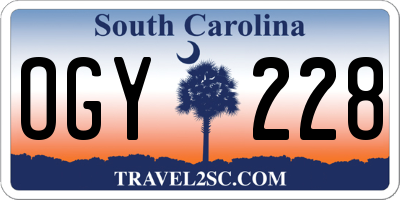 SC license plate OGY228