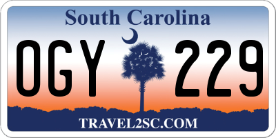 SC license plate OGY229