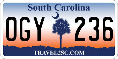 SC license plate OGY236