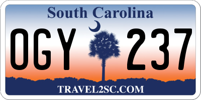 SC license plate OGY237