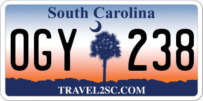 SC license plate OGY238