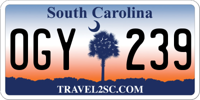 SC license plate OGY239
