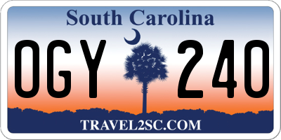 SC license plate OGY240