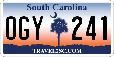SC license plate OGY241