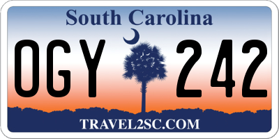 SC license plate OGY242