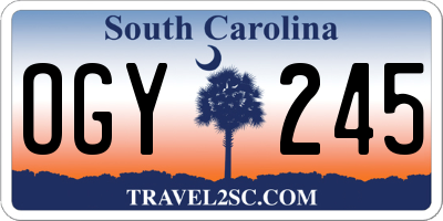 SC license plate OGY245