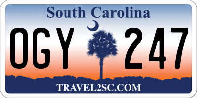 SC license plate OGY247