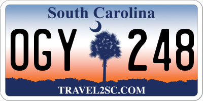 SC license plate OGY248