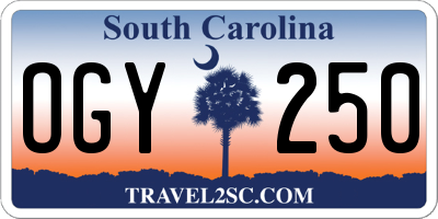 SC license plate OGY250