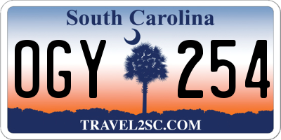 SC license plate OGY254