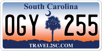 SC license plate OGY255