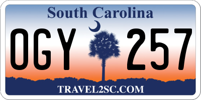 SC license plate OGY257