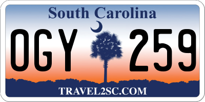 SC license plate OGY259