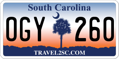 SC license plate OGY260