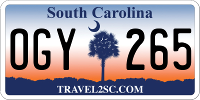 SC license plate OGY265