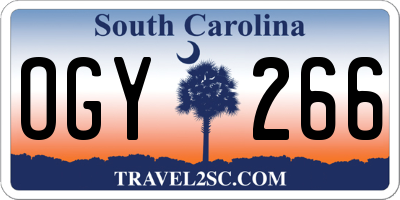 SC license plate OGY266