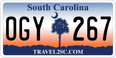 SC license plate OGY267