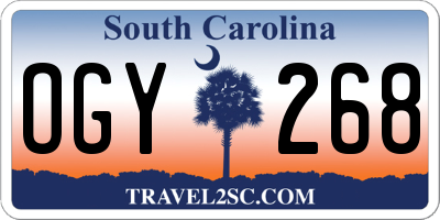 SC license plate OGY268