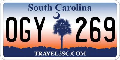 SC license plate OGY269