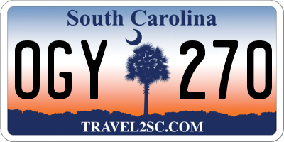 SC license plate OGY270
