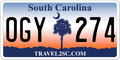 SC license plate OGY274