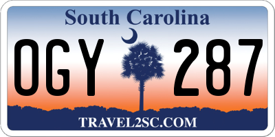 SC license plate OGY287