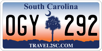 SC license plate OGY292