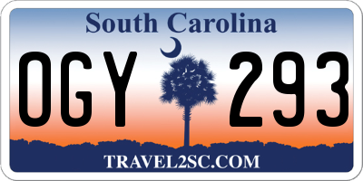 SC license plate OGY293