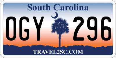 SC license plate OGY296