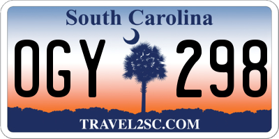 SC license plate OGY298