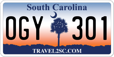 SC license plate OGY301