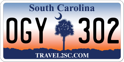 SC license plate OGY302