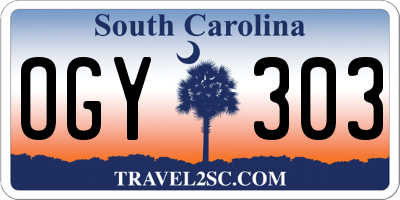 SC license plate OGY303