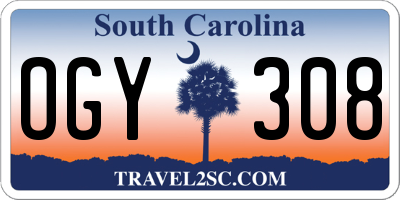 SC license plate OGY308