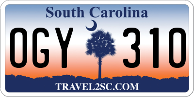 SC license plate OGY310