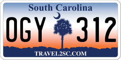SC license plate OGY312