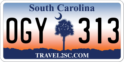 SC license plate OGY313