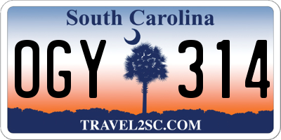SC license plate OGY314