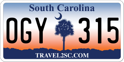SC license plate OGY315