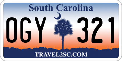 SC license plate OGY321