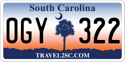 SC license plate OGY322