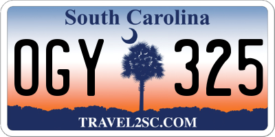 SC license plate OGY325