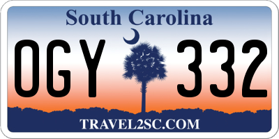SC license plate OGY332