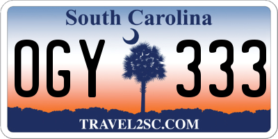 SC license plate OGY333