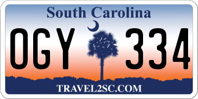 SC license plate OGY334