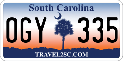 SC license plate OGY335