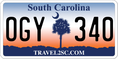 SC license plate OGY340