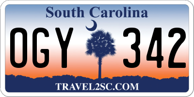 SC license plate OGY342