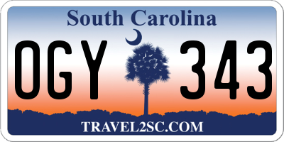 SC license plate OGY343