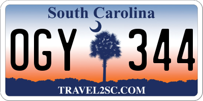 SC license plate OGY344